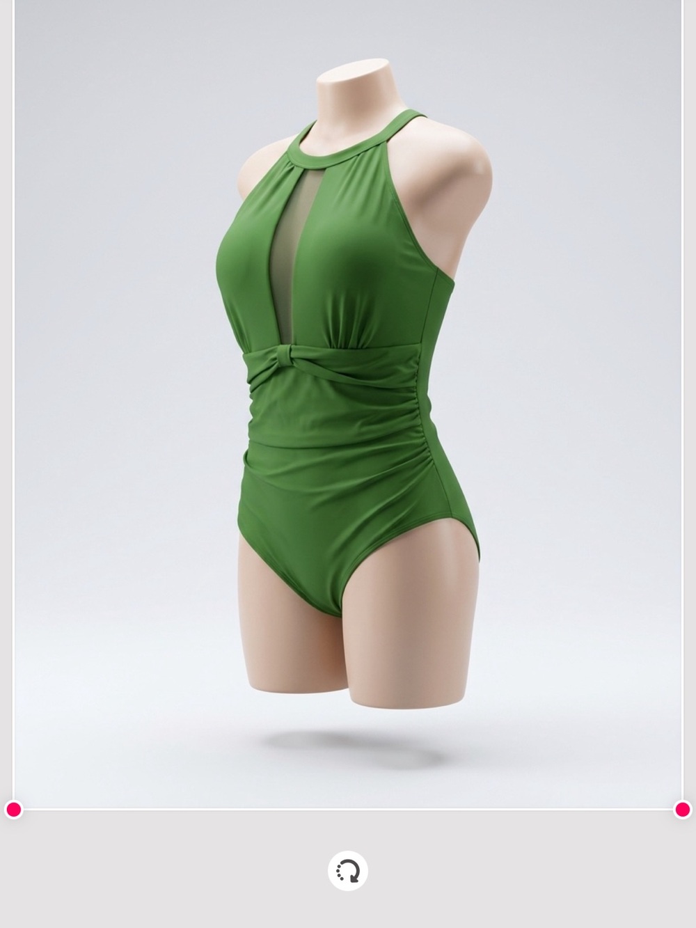 Green Women's One-Piece Swimsuit with Halter Neck